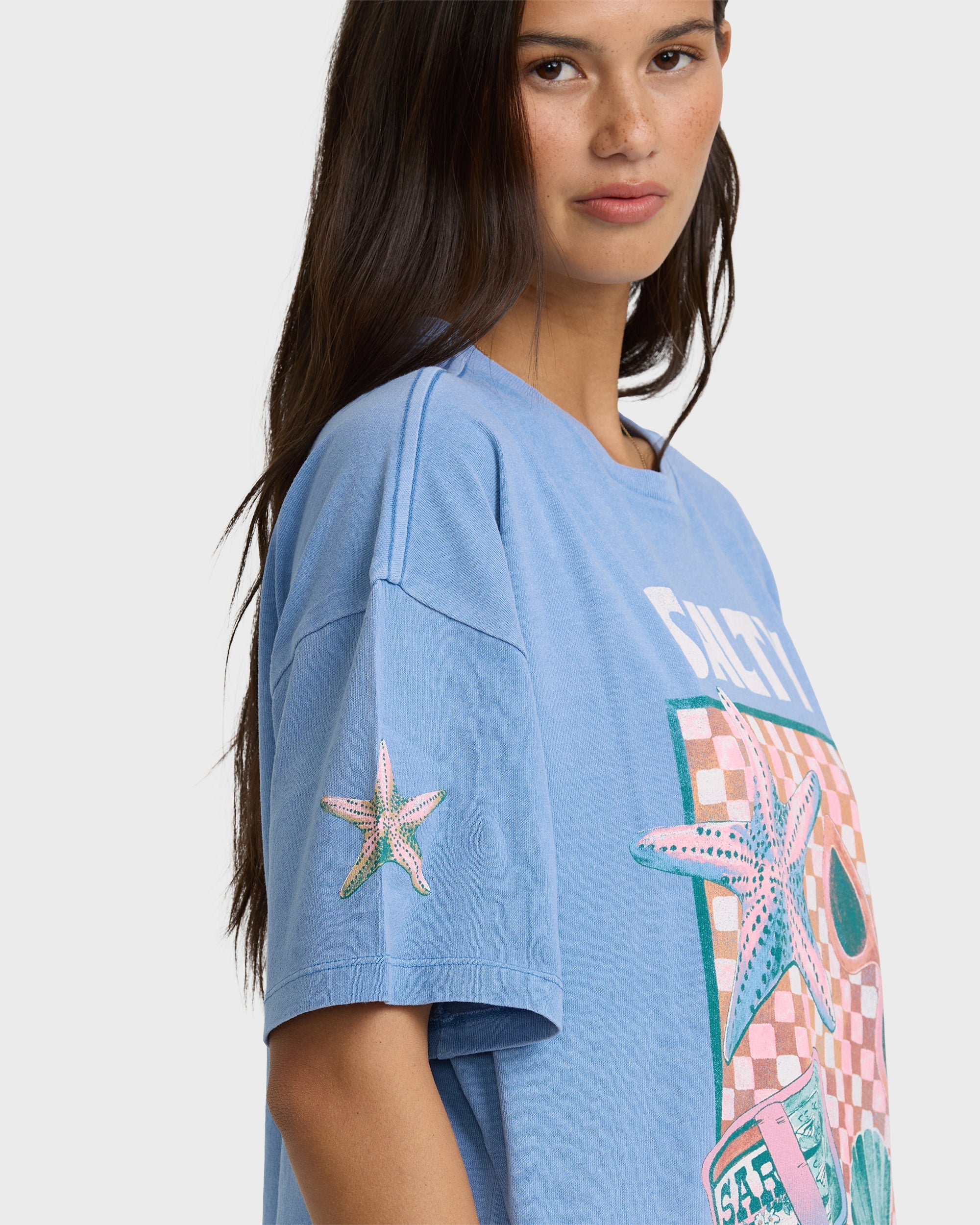 Salty Life Short Sleeve Cotton Graphic T-Shirt - Blue Horizon