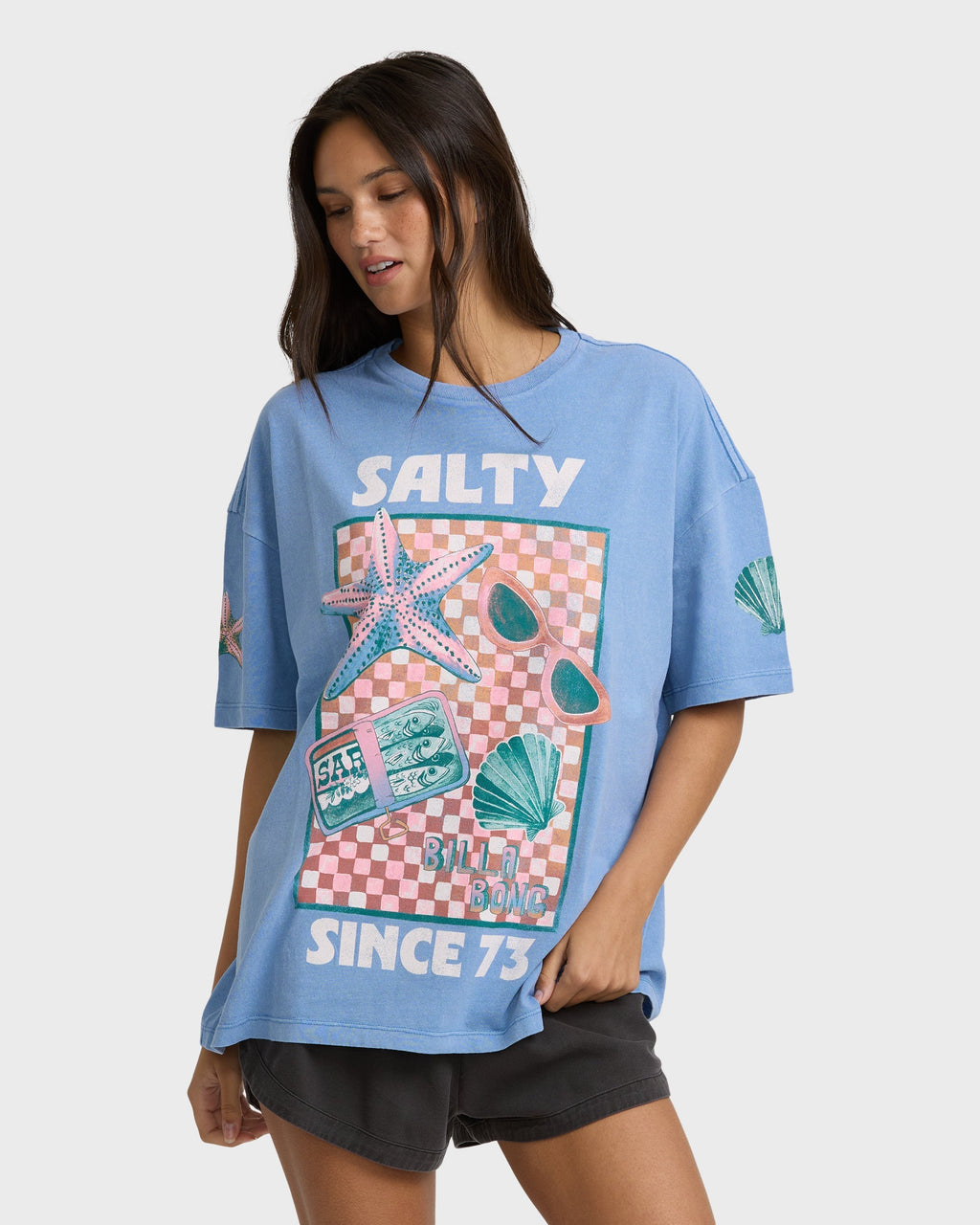 Salty Life Short Sleeve Cotton Graphic T-Shirt - Blue Horizon