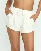 Road Trippin Elastic Waist Shorts - Salt Crystal
