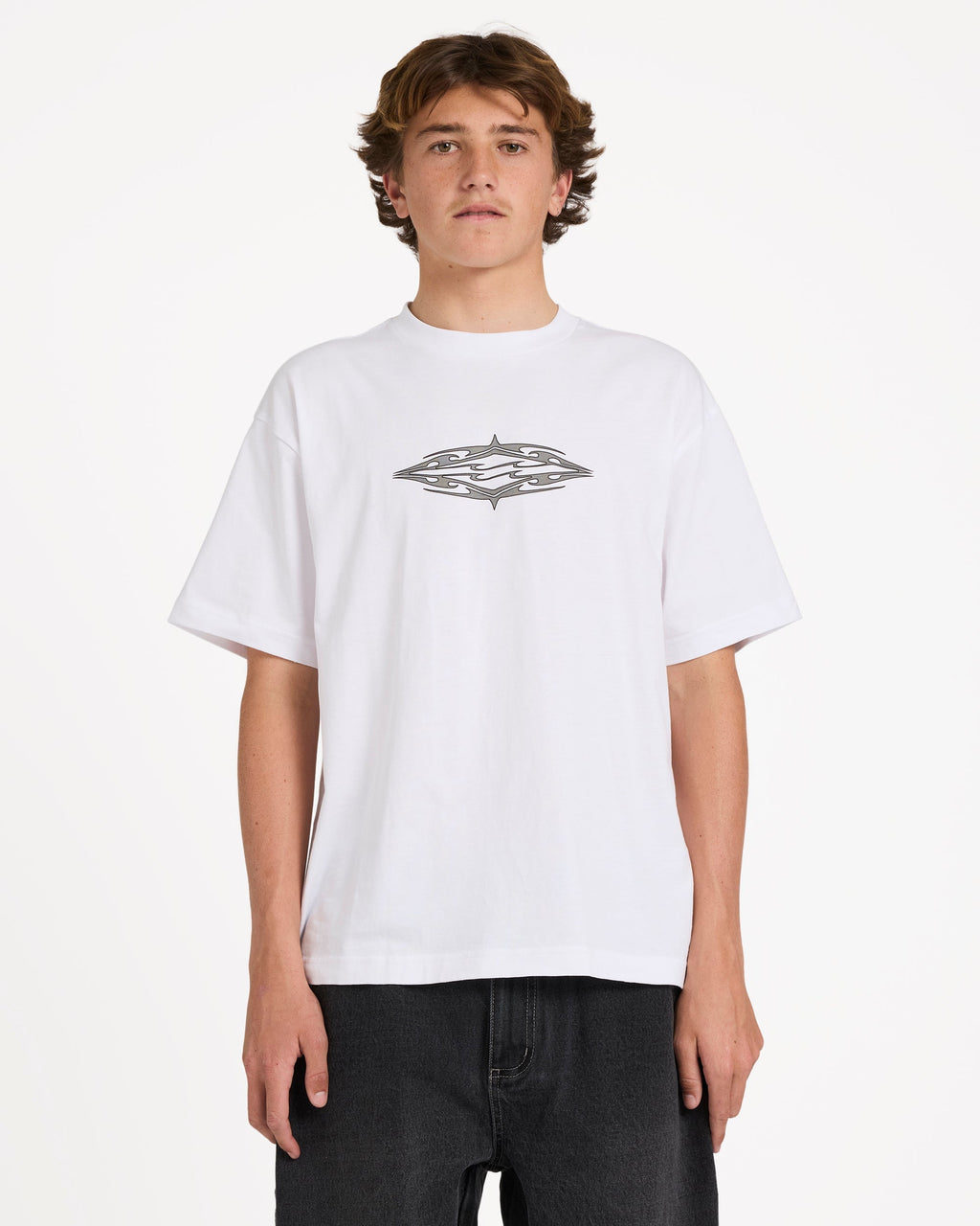 Tribal Diamonds Short Sleeve Knit T-Shirt - White