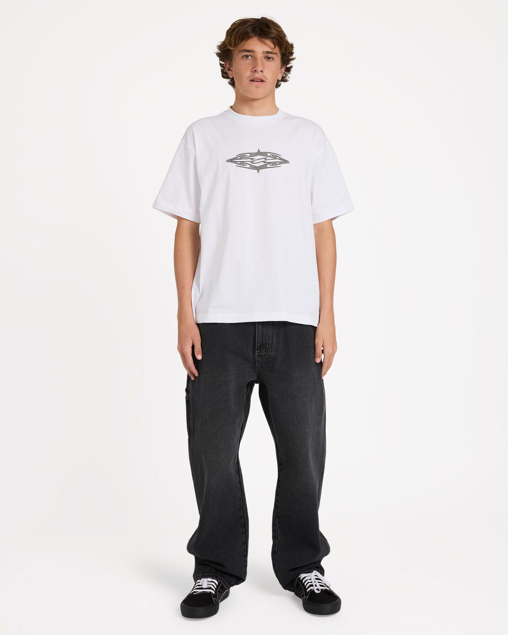 Tribal Diamonds Short Sleeve Knit T-Shirt - White